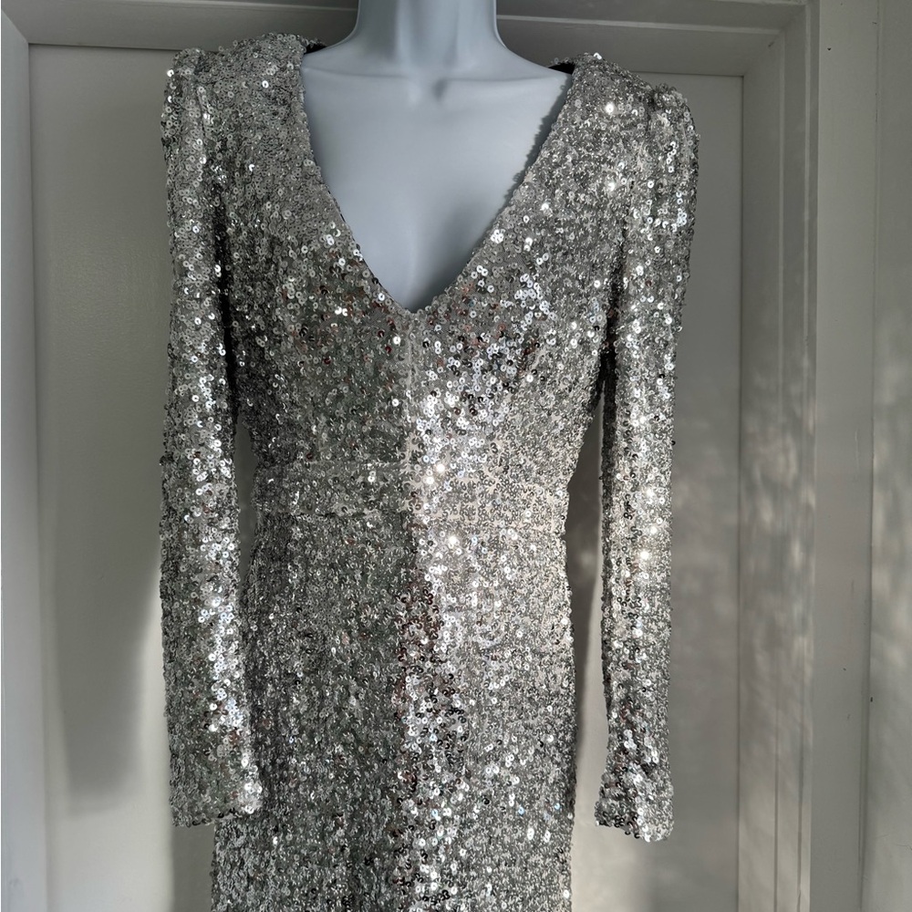 Lulu's Silver Sequin Mini Dress - Picture 5 of 6